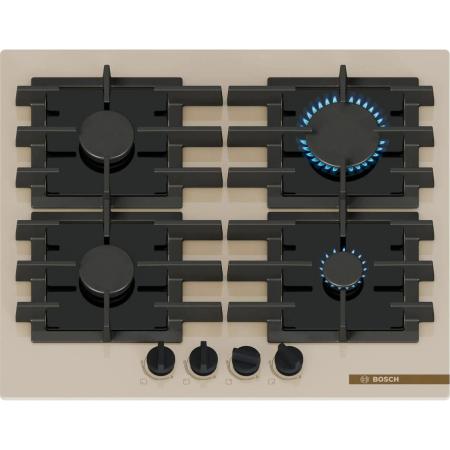 Газовая варочная панель Bosch PPP6B1J40R,  4 конфорки,  закаленное стекло,  бежевый