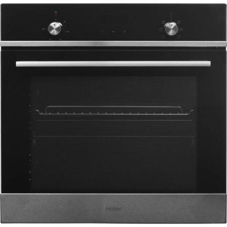 Духовой шкаф электрический HAIER HOX-P06HGBX,  76л,  дверца с 3 стеклами,  черное стекло