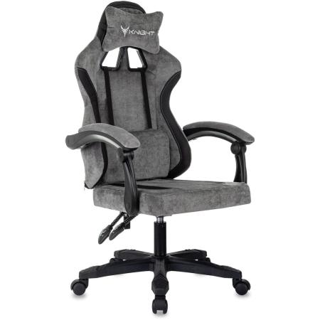 Кресло игровое KNIGHT Wolf, на колесиках, ткань, серый/чёрный [knight wolf gr]