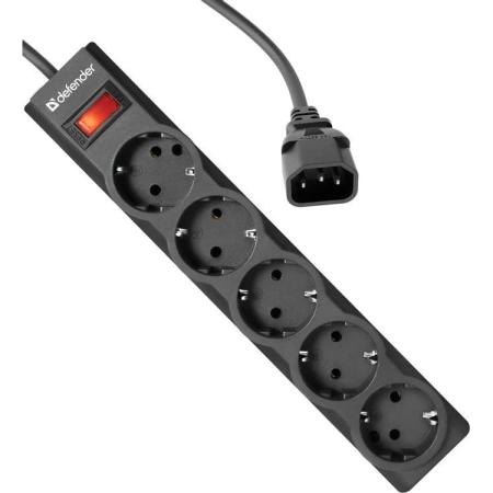 Сетевой фильтр Defender ES largo, 1.8м, черный [99506]