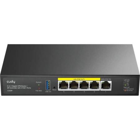 Контроллер CUDY C200P,  4 LAN,  черный