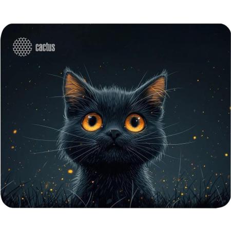 Коврик для мыши Cactus Black Cat ткань, 250х200х3мм [cs-mpc-d09s]