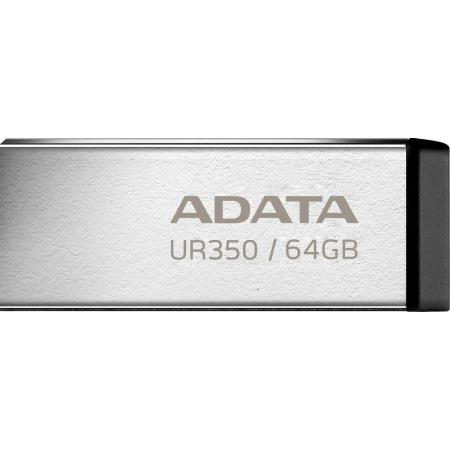 Флешка USB A-Data UR350 64ГБ, USB3.2, серебристый и черный [ur350-64g-rsr/bk]