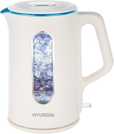 Чайник электрический HYUNDAI HYK-G8888 1700 Вт кремовый 1.5 л пластик/стекло  (Уценка, б/у)