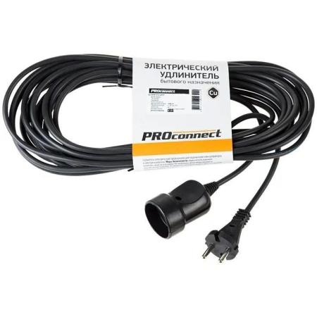 Удлинитель силовой PROCONNECT PROc-Uc, розеток 1шт, 2x0.75 кв.мм, 6A, 10м, ПВС, без катушки, черный [11-7114]
