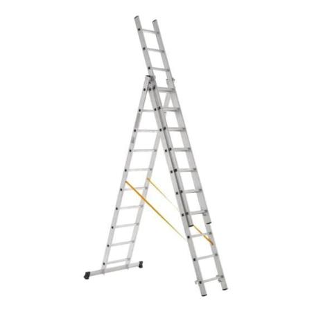 Inforce профессиональная трехсекционная лестница 3x10 шириной 480мм ЛП-03-19