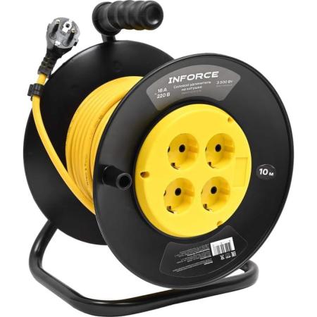 Inforce Силовой удлинитель на катушке 4 гнезда, с/з ПВС 3х1,5 16A 10м IP20 GRANITE ZG 09-15-09