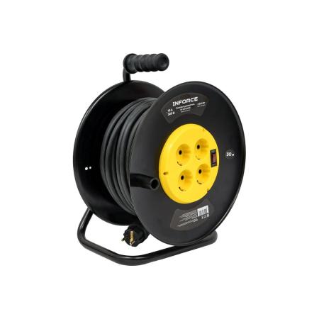 Inforce Силовой удлинитель на катушке 4 гнезда, с/з КГ 3х2,5 16A 30м IP20 GRANITE ZG 09-15-11