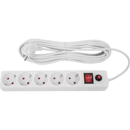 Gigant Сетевой фильтр с заземлением белый ПВС 3x0.75мм2, 5 розеток, 10м 80111