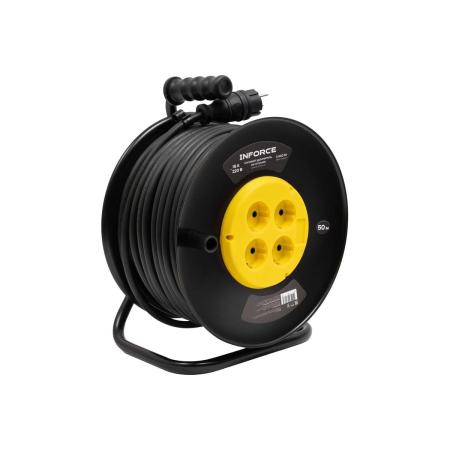 Inforce Силовой удлинитель на катушке 4 гнезда, с/з КГ 3х2,5 16A 50м IP20 GRANITE ZG 09-15-10
