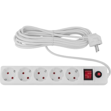 Gigant Сетевой фильтр с заземлением белый ПВС 3x1мм2, 5 розеток, 5м 80113