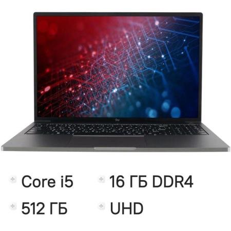 Ноутбук IRU Strato 16ALMR Core i5 12450H 16Gb SSD512Gb Intel UHD Graphics 16" IPS WQXGA (2560x1600) Windows 11 Pro silver WiFi BT Cam 5400mAh (2159330)