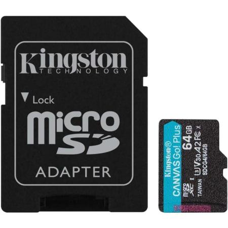 Флеш карта microSDXC 64GB Kingston SDCG4/64GB Canvas Go! Plus V10 A2 + adapter