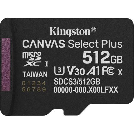 Флеш карта microSDXC 512GB Kingston SDCS3/512GBSP Canvas Select Plus V30 A1 w/o adapter