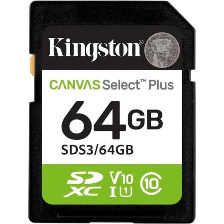 Флеш карта SDXC 64GB Kingston SDS3/64GB Canvas Select Plus V10 w/o adapter