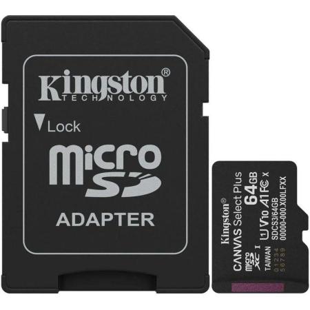 Флеш карта microSDXC 64GB Kingston SDCS3/64GB Canvas Select Plus V10 A1 + adapter