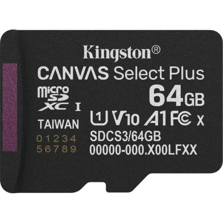 Флеш карта microSDXC 64GB Kingston SDCS3/64GBSP Canvas Select Plus V10 A1 w/o adapter