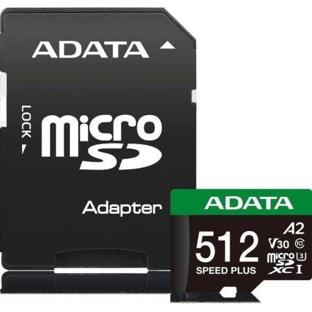Флеш карта microSDXC 512GB A-Data UD512GUI3V30A2SP-RA1 Speed Plus V30 A2 + adapter