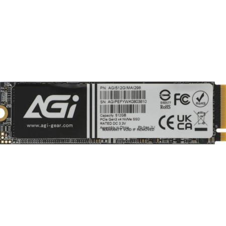 SSD накопитель AGI AI298 AGI512GIMAI298-CB 512ГБ, M.2 2280, PCIe 3.0 x4,  NVMe,  M.2