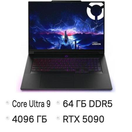 Ноутбук Lenovo Legion 9 18IAX10 Core Ultra 9 275HX 64Gb SSD4Tb NVIDIA GeForce RTX 5090 24Gb 18" IPS WQUXGA (3840x2400) без ОС black WiFi BT Cam (83EY0028RK)
