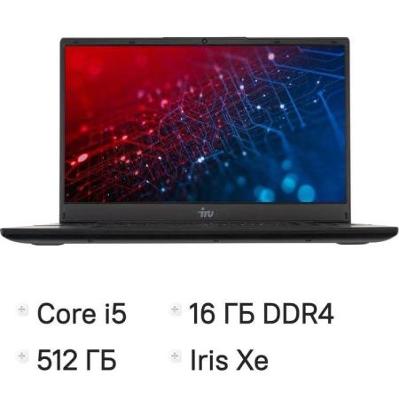 Ноутбук iRU Tactio 15ALG 15.6", IPS, Intel Core i5 12600H 2.7ГГц, 12-ядерный, 16ГБ 512ГБ SSD,  Intel Iris Xe graphics, Windows 11 Pro, черный [2126372]