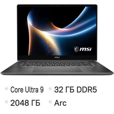 Ноутбук MSI Prestige 16 Flip AI+ C3MTG-028RU 16", трансформер,  OLED, Intel Core Ultra 9 386H 16-ядерный, 32ГБ 2ТБ SSD,  Intel Arc, Windows 11 Pro, серый [9s7-262233-028]