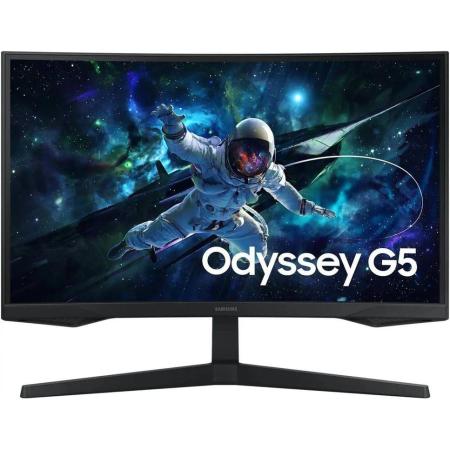 27" Монитор Samsung Odyssey G5 S27CG552EMXUE,  2560x1440,  VA,  165Гц,  1хHDMI,  1хDP,  изогнутый, черный [ls27cg552emxue]