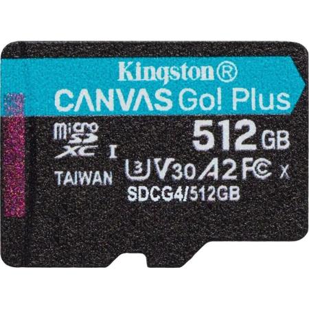 Карта памяти microSDXC UHS-I U3 Kingston Canvas Go! Plus 512 ГБ, 200 МБ/с, Class 10, SDCG4/512GBSP,  1 шт., без адаптера