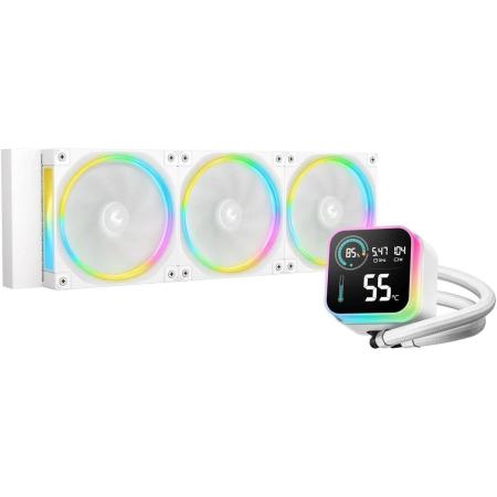 Система водяного охлаждения Deepcool LQ360 Ultra ARGB Soc-AM5/AM4/1200/1700/1851 белый 4-pin 32dB Al LCD 350W 1900gr Ret (R-LQ360-WHASMC-G-1)