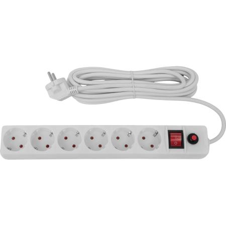 Gigant Сетевой фильтр с заземлением белый ПВС 3x1.5мм2, 6 розеток, 5м 80107