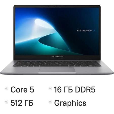 Ноутбук ASUS ExpertBook P1 P1403CVA-S61771X 14", IPS, Intel Core 5 210H 2.2ГГц, 8-ядерный, 16ГБ 512ГБ SSD,  Intel Graphics, Windows 11 Pro, серый [90nx0871-m020p0]