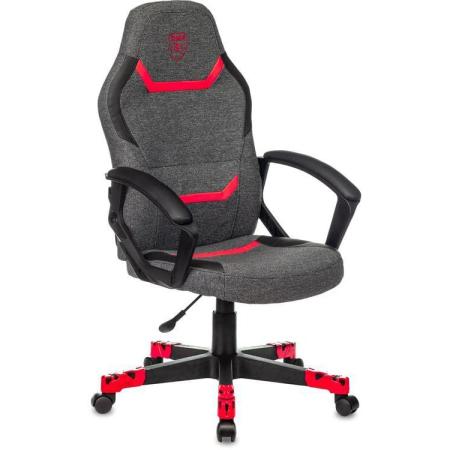 Кресло игровое ZOMBIE GAME 9, ткань/экокожа, до 120кг, серый/красный