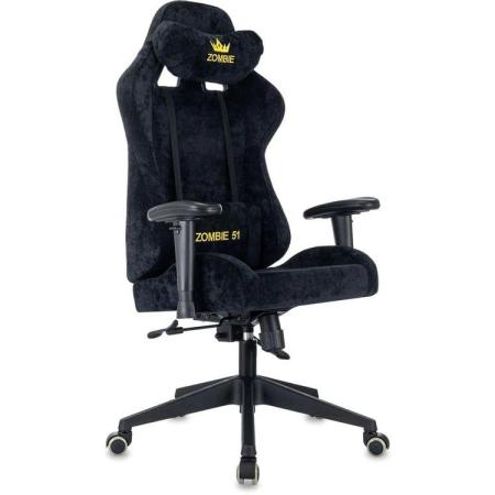 Кресло игровое ZOMBIE 51, ткань, до 150кг, топ-ган люкс, регулируемые 2D подлокотники,  черный
