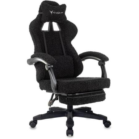 Кресло игровое KNIGHT Lord/F, экомех, до 120кг, шарнирные подлокотники,  черный