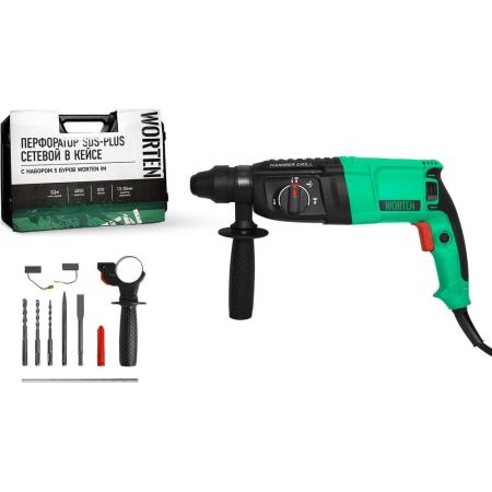 WORTEN Перфоратор SDS-plus сетевой 870W, с набором 5 буров КА-90000340