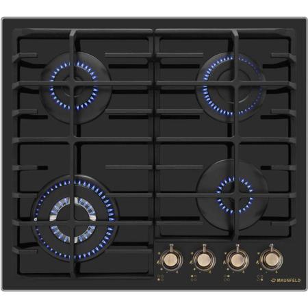 Газовая варочная панель MAUNFELD EGHG.64.63CB.R/G,  4 конфорки,  закаленное стекло,  черный
