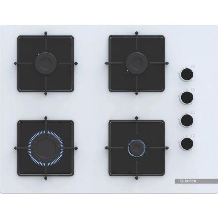 Газовая варочная панель Bosch POP7C2P30O,  4 конфорки,  закаленное стекло,  белый