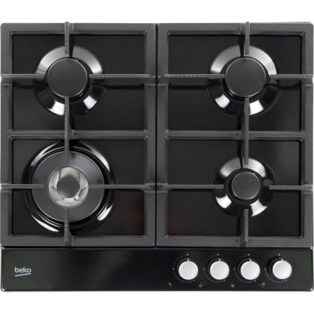 Газовая варочная панель Beko HIAW64225SB,  4 конфорки,  эмалированная сталь,  черный
