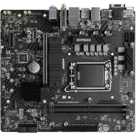 Материнская плата MSI B760M BOMBER WIFI Soc-1700 Intel B760 2xDDR5 mATX AC`97 8ch(7.1) 2.5Gg+VGA+HDMI+DP
