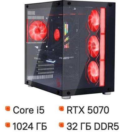 ПК Bloody BD-PC CZ79C3 MT i5 14600KF (3.5) 32Gb SSD1Tb RTX5070 12Gb Windows 11 Home 64 2.5xGbitEth WiFi BT 850W черный (RUS) (2129071)