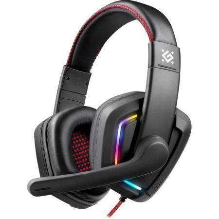 Defender Игровая гарнитура Quake LED черный, LED, провод 2 м.