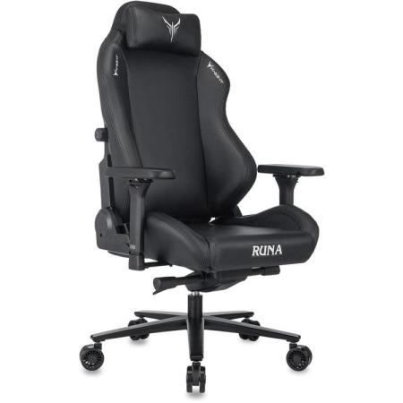 Кресло игровое KNIGHT Runa, экокожа, до 150кг, механизм со смещенной осью, регулируемые 4D подлокотники,  черный