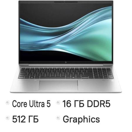 Ноутбук HP EliteBook 860 G11 16", IPS, Intel Core Ultra 5 125U 1.3ГГц, 12-ядерный, 16ГБ DDR5, 512ГБ SSD,  Intel Graphics, Windows 11 Pro, серебристый [a6td8ut]