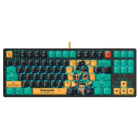 Клавиатура A4TECH Bloody AT87 Renegade, USB, оптомеханическая,  черный/зеленый