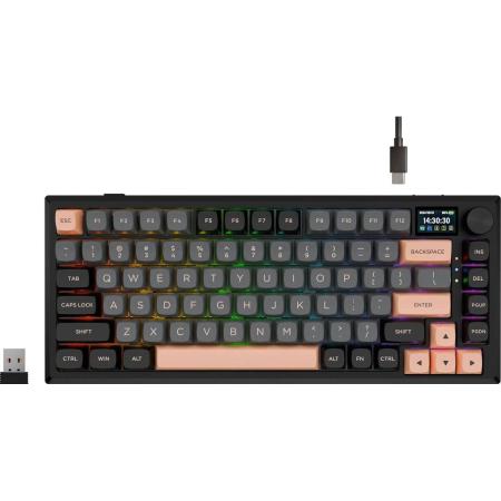 Клавиатура Redragon Eclipse Pro, USB, Bluetooth/Радиоканал, оптомеханическая,  механическая, черный/розовый [72708]