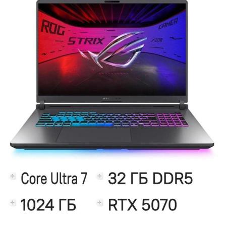 Ноутбук игровой ASUS ROG Strix G18 G815LP-S9141, 18", IPS, Intel Core Ultra 7 255HX 2.4ГГц, 20-ядерный, 32ГБ 1ТБ SSD,  NVIDIA GeForce  RTX 5070 для ноутбуков - 8 ГБ, без операционной системы, серый [90nr0lk1-m00750]