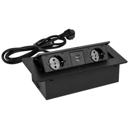 Сетевой разветвитель PREMIER PX/BL-HOR-2R-2USB-BLK, 1.8м, черный