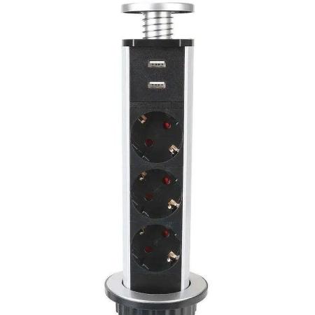 Сетевой разветвитель PREMIER 3R USB, 1.8м, серый [px/bl-vrt-3r-2usb-gre]