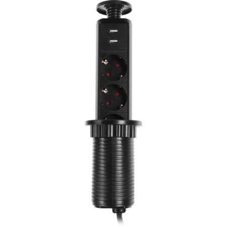 Сетевой разветвитель PREMIER 3R USB, 1.8м, черный [px/bl-vrt-3r-2usb-blk]