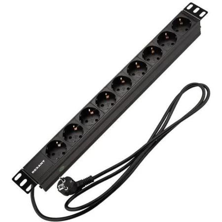 Блок распределения питания REXANT 04-0105-1,  горизонт.размещ.,  SchukoХ9,  Тип вход. тока 16A,  2м